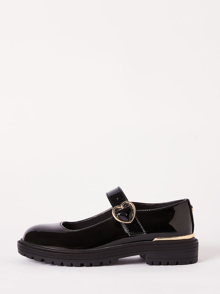 Lipsy Black Faux Leather Chunky Patent Mary Jane School Shoe - Image 1 of 4