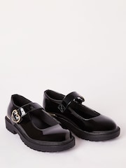 Lipsy Black Faux Leather Chunky Patent Mary Jane School Shoe - Image 2 of 4