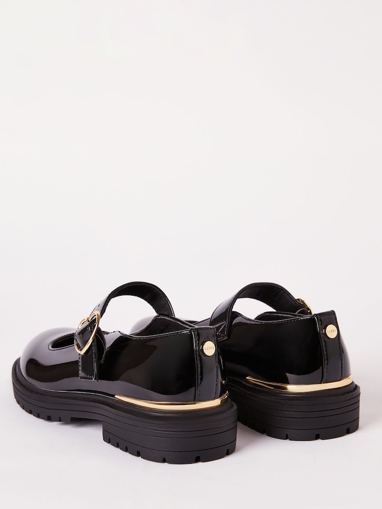 Lipsy Black Faux Leather Chunky Patent Mary Jane School Shoe - Image 4 of 4