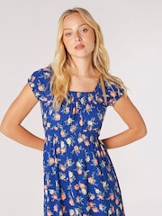 Apricot Blue Vintage Rose Milkmaid Midi Dress - Image 3 of 8