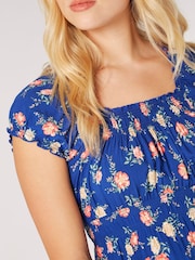 Apricot Blue Vintage Rose Milkmaid Midi Dress - Image 4 of 8