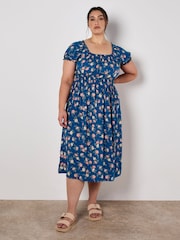 Apricot Blue Vintage Rose Milkmaid Midi Dress - Image 5 of 8