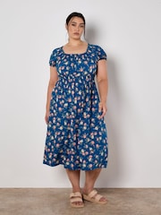 Apricot Blue Vintage Rose Milkmaid Midi Dress - Image 6 of 8