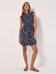 Apricot Blue Floral Silhouette Midi Dress - Image 1 of 4