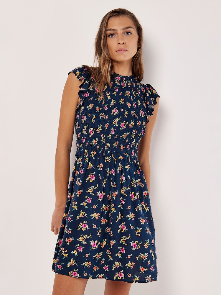 Apricot Blue Floral Silhouette Midi Dress - Image 2 of 4 Apricot Blue Floral Silhouette Midi Dress - Image 2 of 4