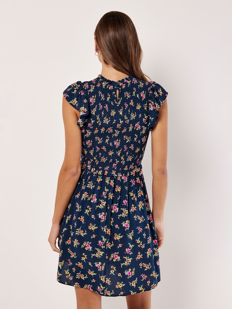 Apricot Blue Floral Silhouette Midi Dress - Image 4 of 4 Apricot Blue Floral Silhouette Midi Dress - Image 4 of 4