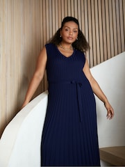 Live Unlimited Blue Curve Knitted Rib Dress - Image 1 of 7
