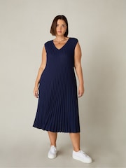 Live Unlimited Blue Curve Knitted Rib Dress - Image 2 of 7