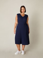Live Unlimited Blue Curve Knitted Rib Dress - Image 4 of 7
