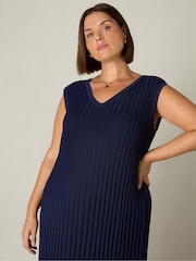 Live Unlimited Blue Curve Knitted Rib Dress - Image 5 of 7