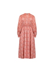 Live Unlimited Red Paisley Print Shirred Waist Midaxi Dress - Image 7 of 8