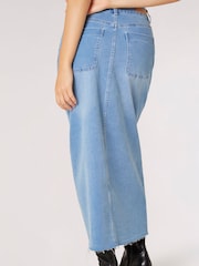 Apricot Blue Button Down Denim Midi Skirt - Image 2 of 5