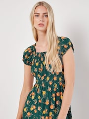 Apricot Green Vintage Rose Milkmaid Midi Dress - Image 2 of 5