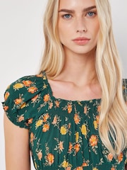 Apricot Green Vintage Rose Milkmaid Midi Dress - Image 3 of 5