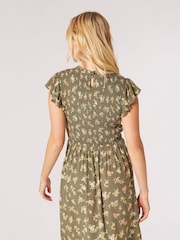 Apricot Green Floral Silhouette Midi Dress - Image 3 of 4