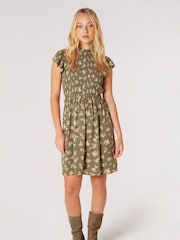 Apricot Green Floral Silhouette Midi Dress - Image 4 of 4