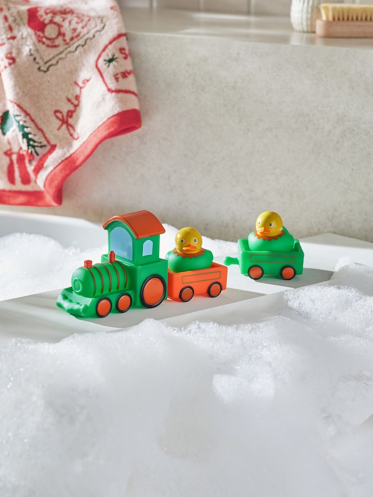 Set of 5 Green Train Christmas Bath Buddies - Image 1 of 5