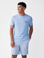 Tommy Hilfiger Blue Woven 100% Cotton Pyjamas Set - Image 1 of 7