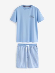 Tommy Hilfiger Blue Woven 100% Cotton Pyjamas Set - Image 5 of 7