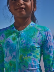 Blue Long Sleeved Shortie Swimsuit (3-16yrs) - Image 4 of 7