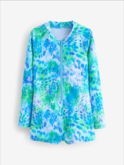 Blue Long Sleeved Shortie Swimsuit (3-16yrs) - Image 5 of 7