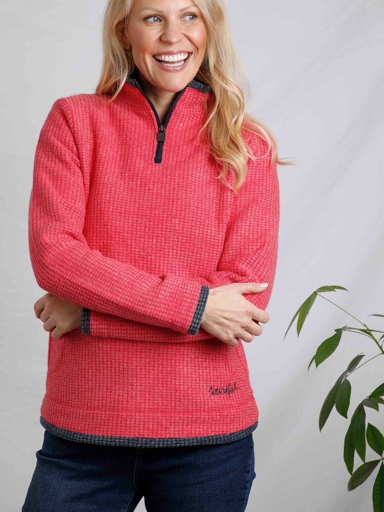 Weird Fish Green Beye Eco 1/4 Zip Grid Fleece - Image 1 of 7