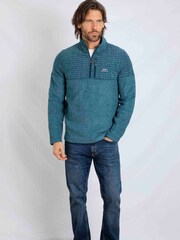 Weird Fish Blue Longmont Quarter Zip Stripe Fleece - Image 1 of 6
