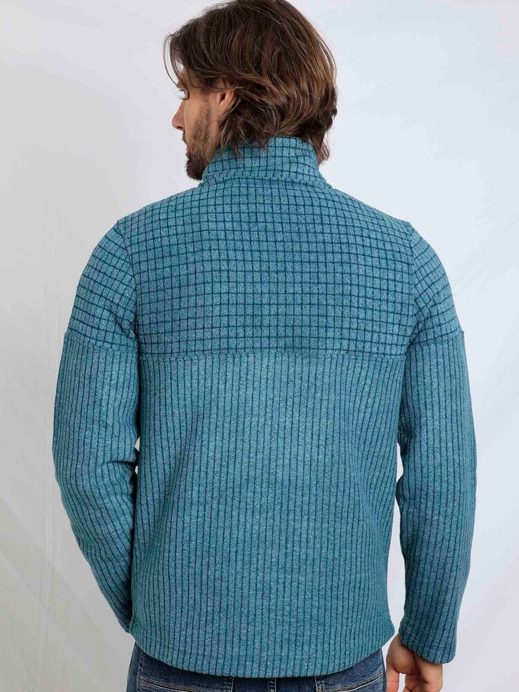 Weird Fish Blue Longmont Quarter Zip Stripe Fleece - Image 2 of 6