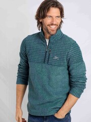 Weird Fish Blue Longmont Quarter Zip Stripe Fleece - Image 3 of 6