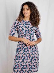 Blau - Weird Fish – Cassandra – bedrucktes Swingkleid aus Bio-Jersey - Bild 2 von 8