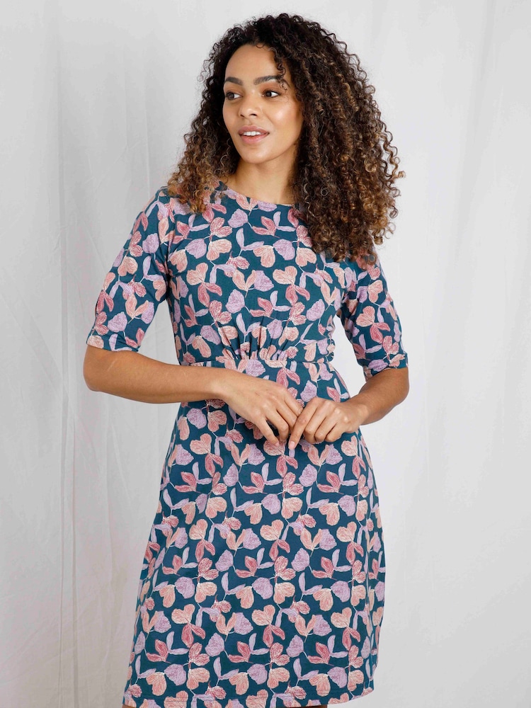 Blau - Weird Fish – Cassandra – bedrucktes Swingkleid aus Bio-Jersey - Bild 2 von 8