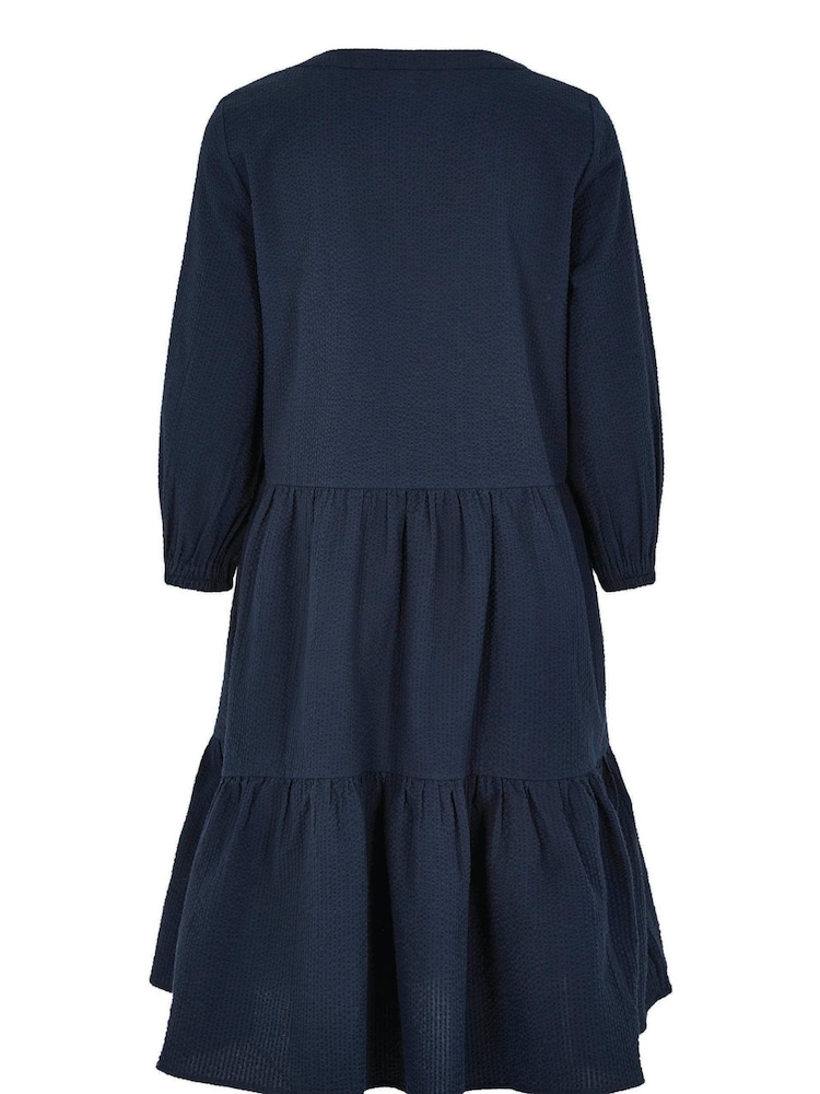 Weird Fish Blue Margo Eco Seerskucker Dress - Image 7 of 7