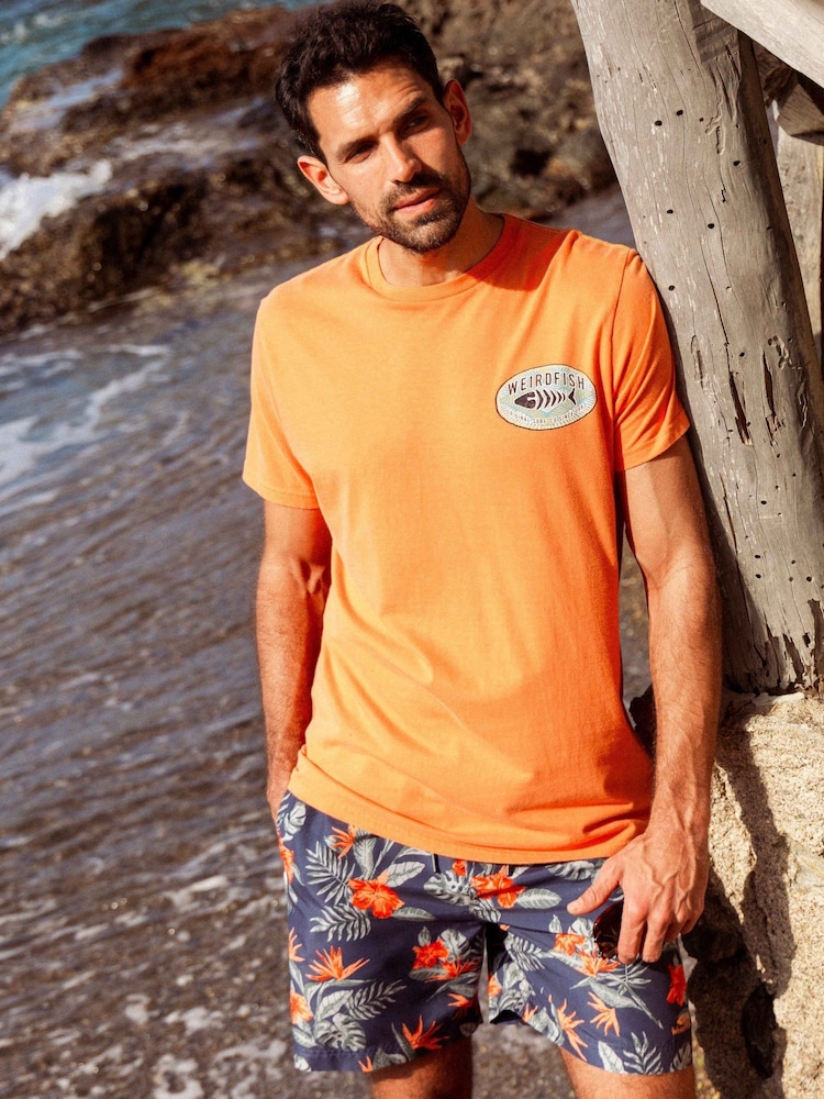 Weird Fish Blue Belukha Printed Swim Shorts - Image 1 of 8
