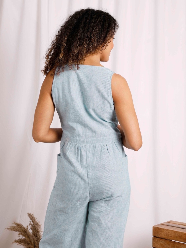 Weird Fish Blue Amal Linen Rich Jumpsuit - Image 2 of 3