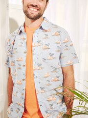Weird Fish Powder Blue Faraway Organic Short Sleeve Printed Shirt - Image 2 of 5