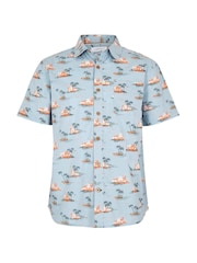 Weird Fish Powder Blue Faraway Organic Short Sleeve Printed Shirt - Image 4 of 5