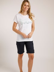 Weird Fish Blue Rhae Organic 100% Cotton Cargo Shorts - Image 3 of 7
