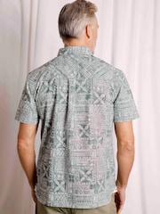 Weird Fish Green Faraway Organic Short Sleeve Printed Shirt - Image 2 of 6