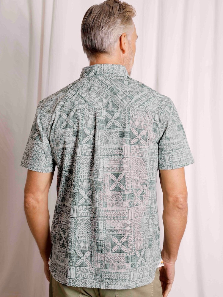 Weird Fish Green Faraway Organic Short Sleeve Printed Shirt - Image 2 of 6