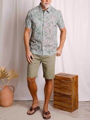 Weird Fish Green Faraway Organic Short Sleeve Printed Shirt - Image 3 of 6