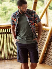 Weird Fish Blue Rigney Cargo 100% Cotton Shorts - Image 1 of 8