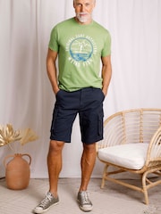Weird Fish Blue Rigney Cargo 100% Cotton Shorts - Image 2 of 8