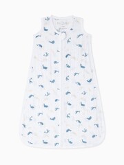 Mori White Organic  0.5 TOG Muslin Whale Print Front Opening Sleeping Bag - Image 2 of 3