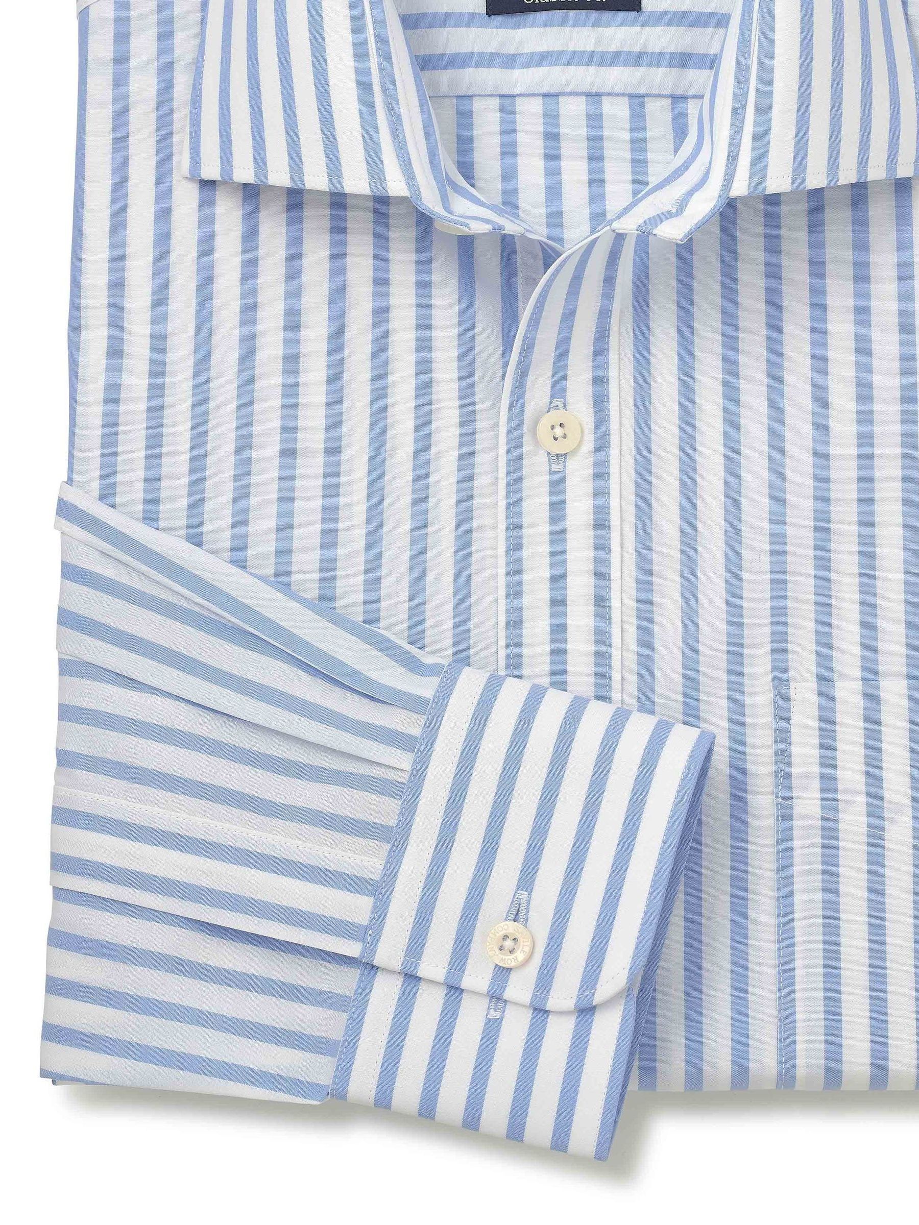 Buy Savile Row Company Blue Classic Fit Striped Cotton Poplin