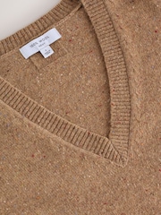 Camel Brown Neppy N.Premium Merino Wool V-Neck Jumper - Image 2 of 3