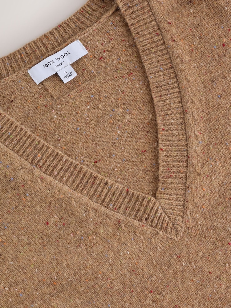Camel Brown Neppy N.Premium Merino Wool V-Neck Jumper - Image 2 of 3 Camel Brown Neppy N.Premium Merino Wool V-Neck Jumper - Image 2 of 3