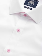 Savile Row Company White Slim Fit Cotton Poplin Contrast Button Pink Gingham Trim Formal Shirt - Image 2 of 3