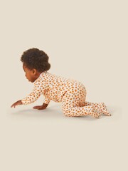 MORI Organic Cotton & Bamboo Giraffe Spot Zip Up Cream Sleepsuit - Image 3 of 5