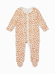 MORI Organic Cotton & Bamboo Giraffe Spot Zip Up Cream Sleepsuit - Image 5 of 5