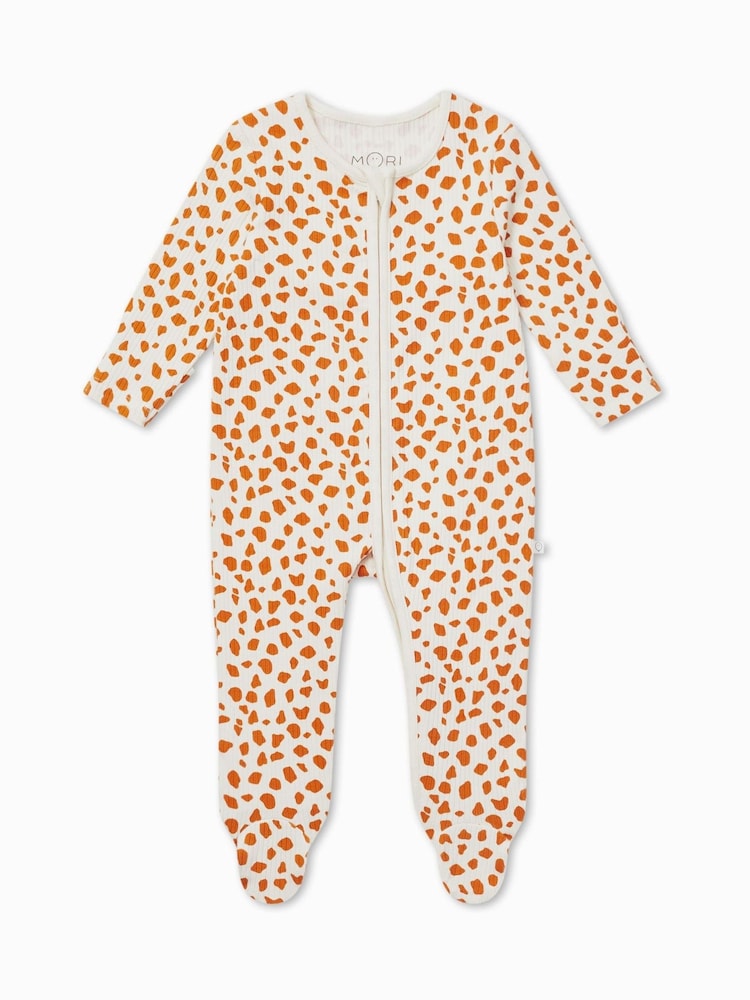 MORI Organic Cotton & Bamboo Giraffe Spot Zip Up Cream Sleepsuit - Image 5 of 5